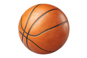 Classic orange basketball with texture, isolated on a clean white background. Great for sports posters, infographics, or school projects.