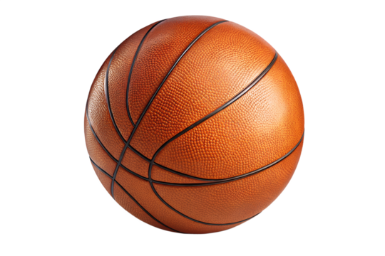 Classic orange basketball with texture, isolated on a clean white background. Great for sports posters, infographics, or school projects.