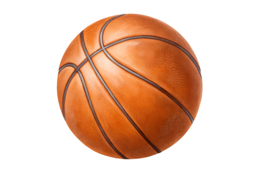 Classic orange basketball with texture, isolated on a clean white background. Great for sports posters, infographics, or school projects.