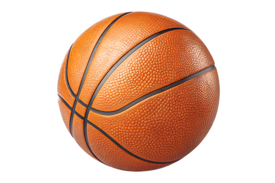 Classic orange basketball with texture, isolated on a clean white background. Great for sports posters, infographics, or school projects.