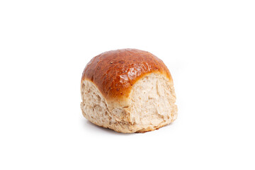 A wholemeal bread on a white background with copy space