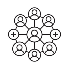 Network Diagram Icon Representing Connections, Collaboration, and Social Growth Editable Vector Illustration isolated on a white background