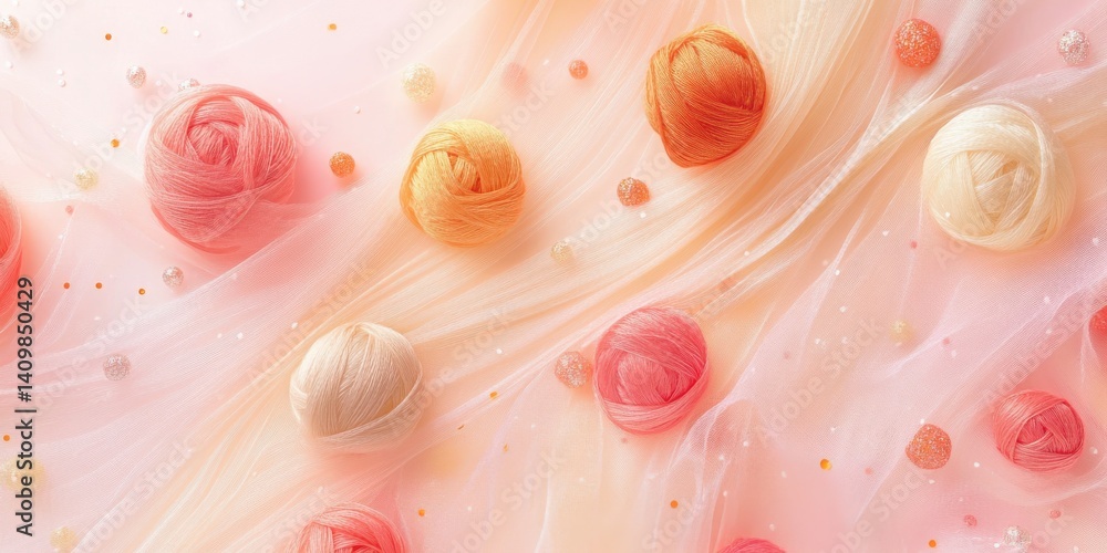 Poster dreamy shimmer background with a popping soft thread effect