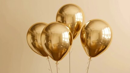 A luxurious video of shimmering gold balloons floating against a warm beige backdrop, radiating elegance and celebration, perfect for festive events and birthday