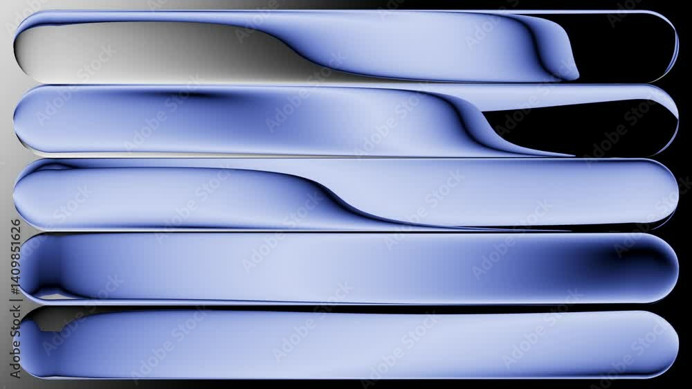 Poster looping 3d animation. blue gradient reflects and flows in a ribbed glass texture. abstract minimalis