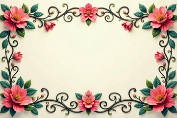 Symmetrical arabesque design with scrolling vines and blossoms in a luxurious damask style , gold, pattern