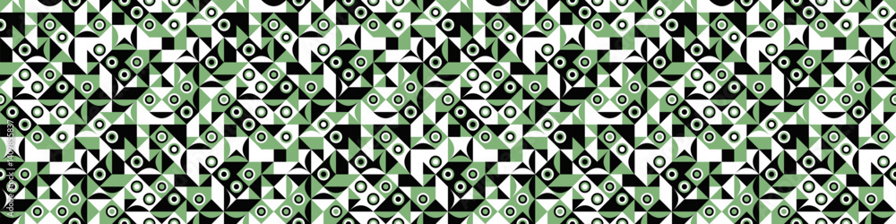 Poster horizontal abstract mosaic pattern background - seamless wide repetitive vector graphic