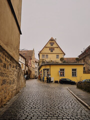 Narrow Cobblestone Street in a German Town