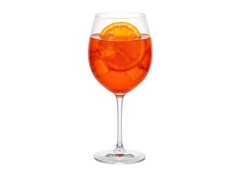 Refreshing spritz aperol cocktail with orange slice drink isolated on white background