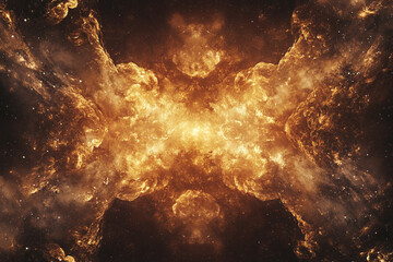 Fototapeta premium Fiery cosmic explosion a breathtaking nebula intense golden light amazing space art