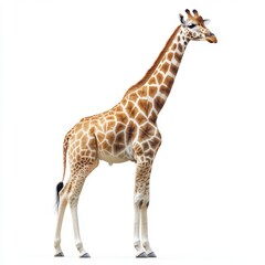 Fototapeta premium Majestic Giraffe Standing Gracefully on White Background
