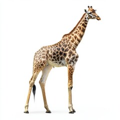 Naklejka premium Majestic Giraffe Standing Gracefully on White Background