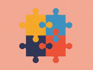Flat illustration style product design of puzzle pieces connecting together