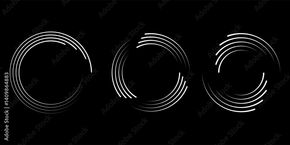 Poster set of speed lines in circle form. radial speed lines in circle form for comic books. technology rou