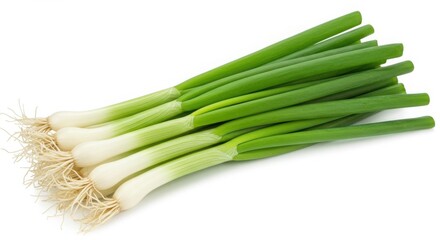 A photorealistic image of fresh green onions 