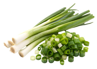 Chopped spring onions isolated on transparent background
