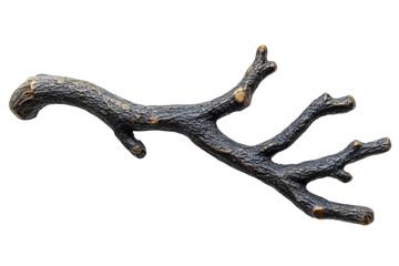 Fototapeta premium Elegant dark bronze twig cabinet pull detailed textured design isolated on on transparent background