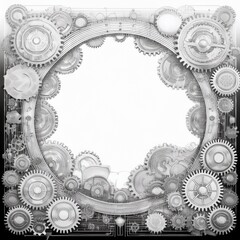 creative beautiful abstract border frame of gears and bolts with copy space background, graphic resource