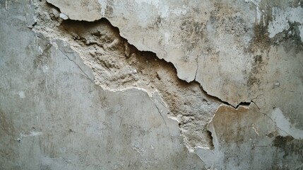 Close-up of a cracked and weathered concrete wall showing texture and damage.