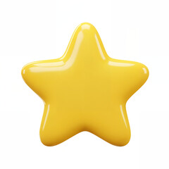 3D cartoon yellow star icon isolated on a white background for awards and recognition themes