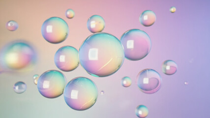 Iridescent Spheres Floating on Pastel Background for Creative Designs