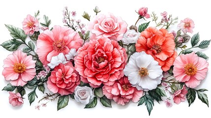 Watercolor Painting of a Delicate Floral Arrangement