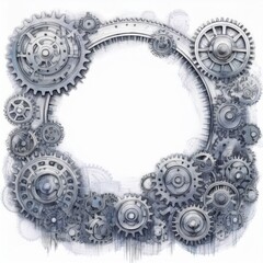 creative beautiful abstract border frame of gears and bolts with copy space background, graphic resource