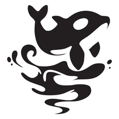 orca whale and water icon © nganggur
