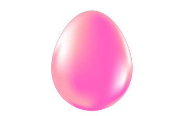 Cute 3D glowing pink color easter egg icon, isolated Png, transparent background. Iridescent neon glow gradient texture clipart or decoration design element.