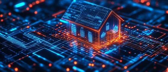 Illustration of digital document management for real estate, featuring contracts, property records, and AI technology, emphasizing efficiency in transactions