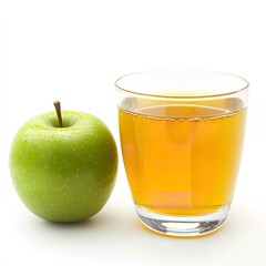 Fototapeta premium Green apple and juice glass healthy fresh drink organic beverage fruit nutrition diet delicious vitamin rich