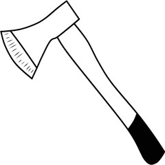 Axe Line Art – Black and White Hatchet Tool Illustration