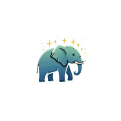 Obraz premium Cute Blue Elephant with Sparkles