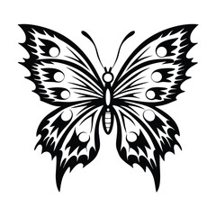 Detailed Butterfly Silhouette Isolated On White Background Elegant Insect Design