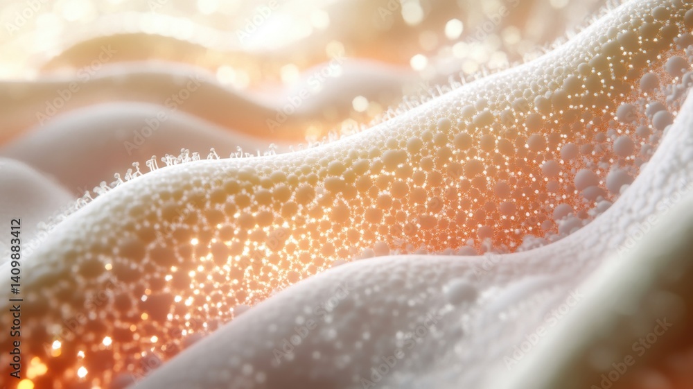 Aufkleber a close-up image showcasing delicate, bubbly textures illuminated by soft light, creating an etherea