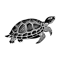 Red-Eared Slider Turtle Silhouette, turtle silhouette, tortoise silhouette logo vector line art logo design, Red-Eared Slider Turtle Silhouette Vector Line Art Logo Design – Minimalist