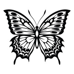 Butterfly Silhouette, Monochrome, Black and White, Insect Wings Pattern, Nature Art