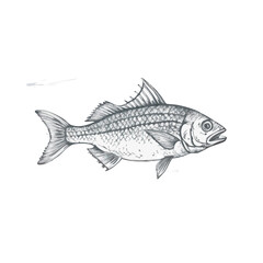 Ornamental Fish Vector Illustration in Black and White, Coral reef fish silhouette illustration black white vector, illustration of fish, Logo Vector Illustration of Bluegill Fish in Trendy Flat