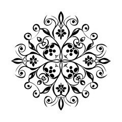 floral design element, Black and White Lotus Mandala Flower Line Art Vector