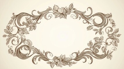 Ornate floral frame design with detailed leaves and blossoms.