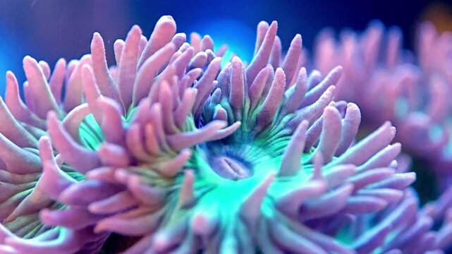 A mesmerizing macro view of a colorful coral polyp, revealing the delicate beauty of this marine invertebrate.