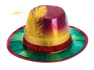 colorful and shiny carnival hat on  isolated on white background PNG ,AI GENERATED