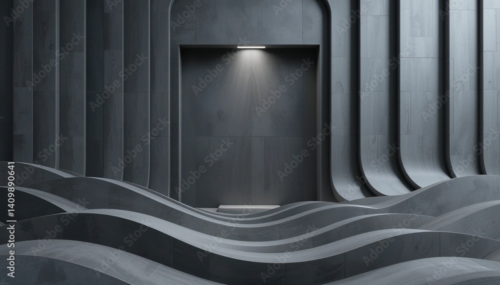 Poster dynamic architectural design modern space digital artwork minimalist environment abstract viewpoint 