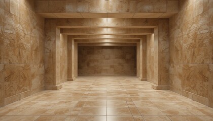 Exploring a modern architectural space empty hallway interior design minimalist style wide-angle view serene ambiance for creative inspiration