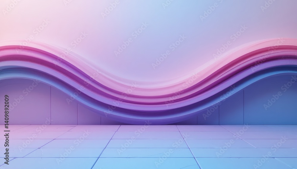 Poster dynamic wave patterns in soft pastel colors modern interior space abstract art display minimalist en