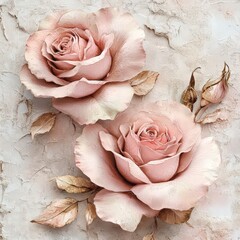 Elegant pink roses with textured background and delicate petals