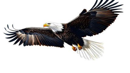 Obraz premium A bald eagle flying in sky in wild. Vector illustration art drawing.