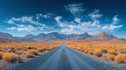 Fototapeta premium Empty Desert Road Stretching to Mountains
