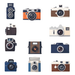 Travel Tools - Colorful Camera Set Illustration
