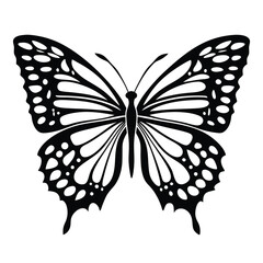 Butterfly Silhouette, Black and White Illustration, Decorative Wing Pattern, Simple Design